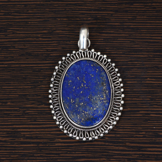 Lapis Lazuli Pendant, 925 Sterling Silver Pendant, Natural Lapis Necklace, Sterling SIlver
