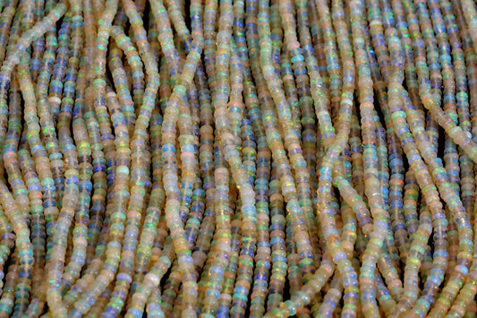 Natural Ethiopian Opal Smooth Rondelle Beads