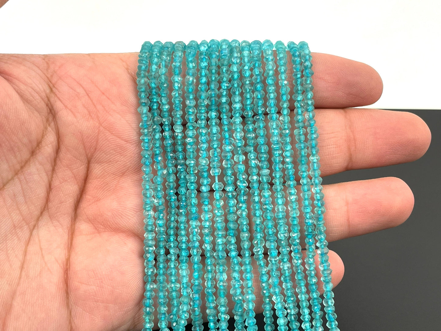 Blue Apatite Faceted Rondelle Beads