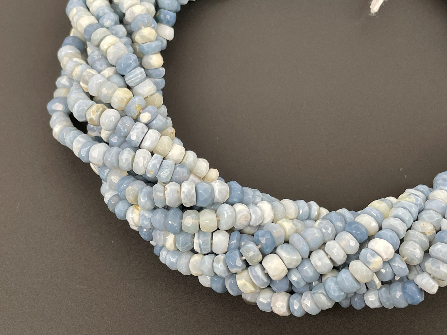 Blue Opal Faceted Rondelle Beads
