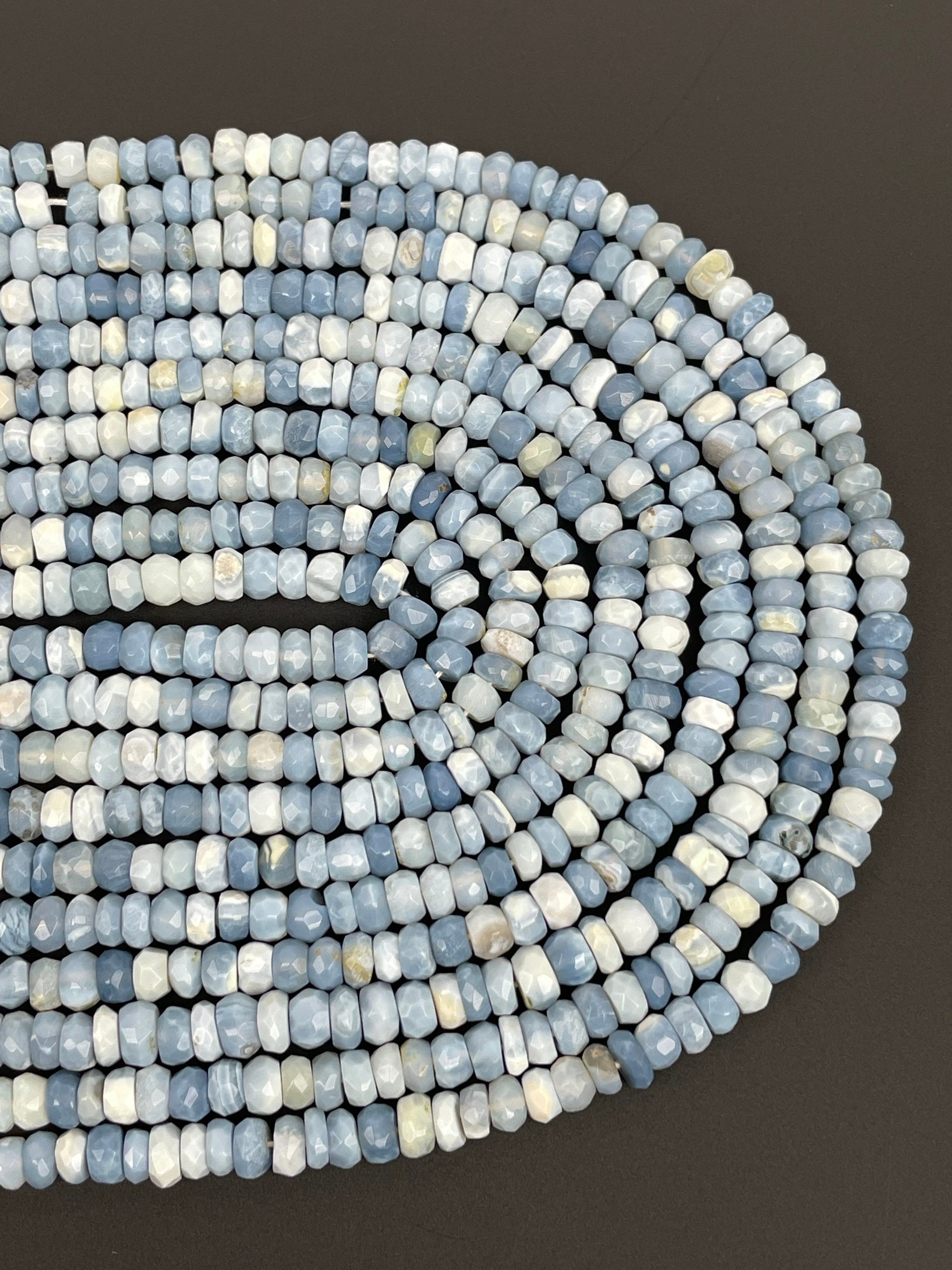 Blue Opal Faceted Rondelle Beads