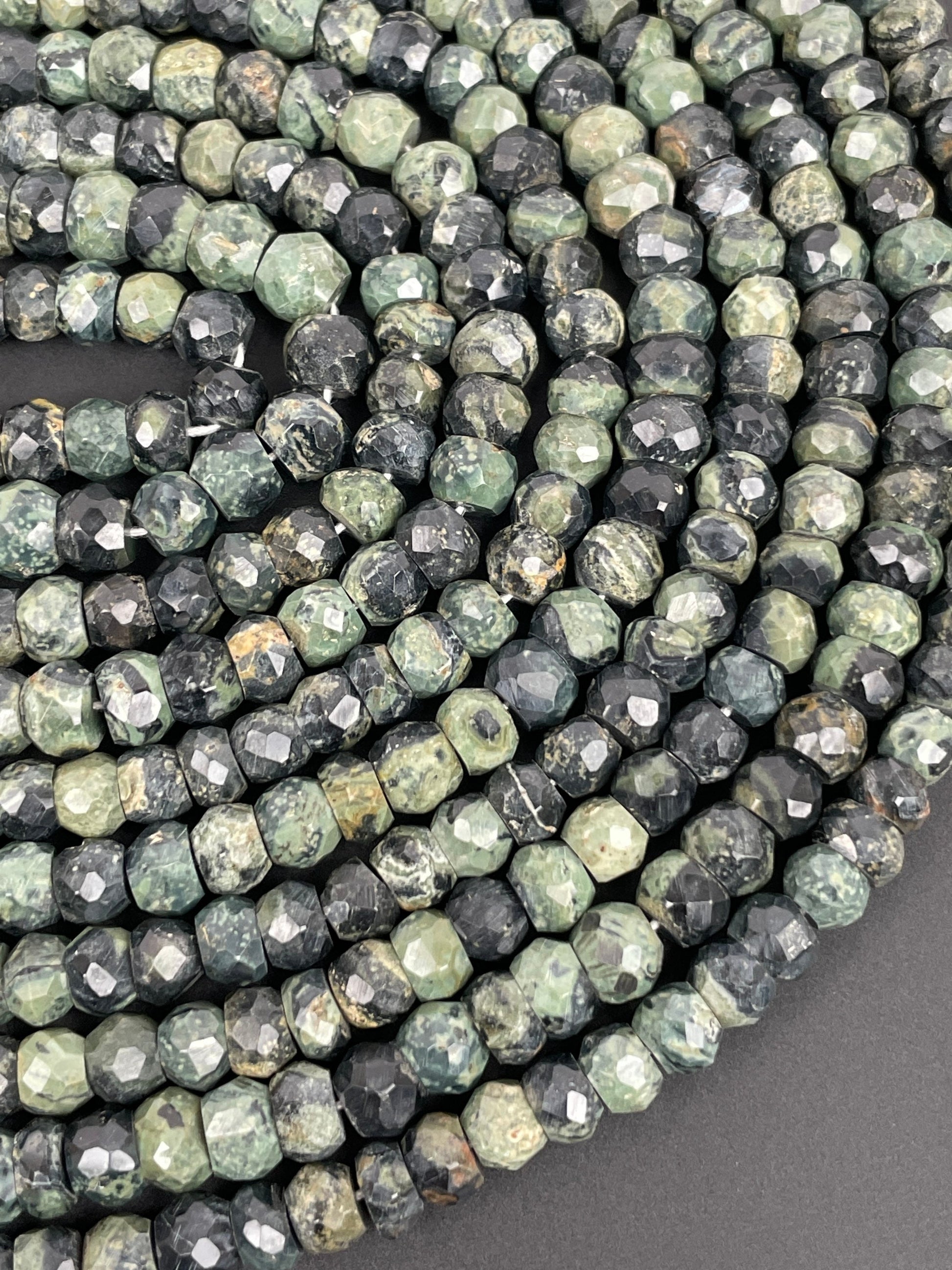 Kambaba Jasper Faceted Rondelle Beads