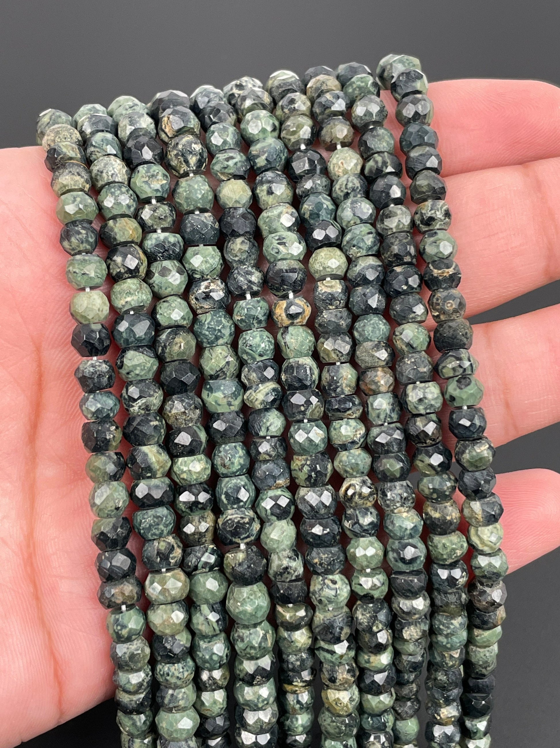 Kambaba Jasper Faceted Rondelle Beads