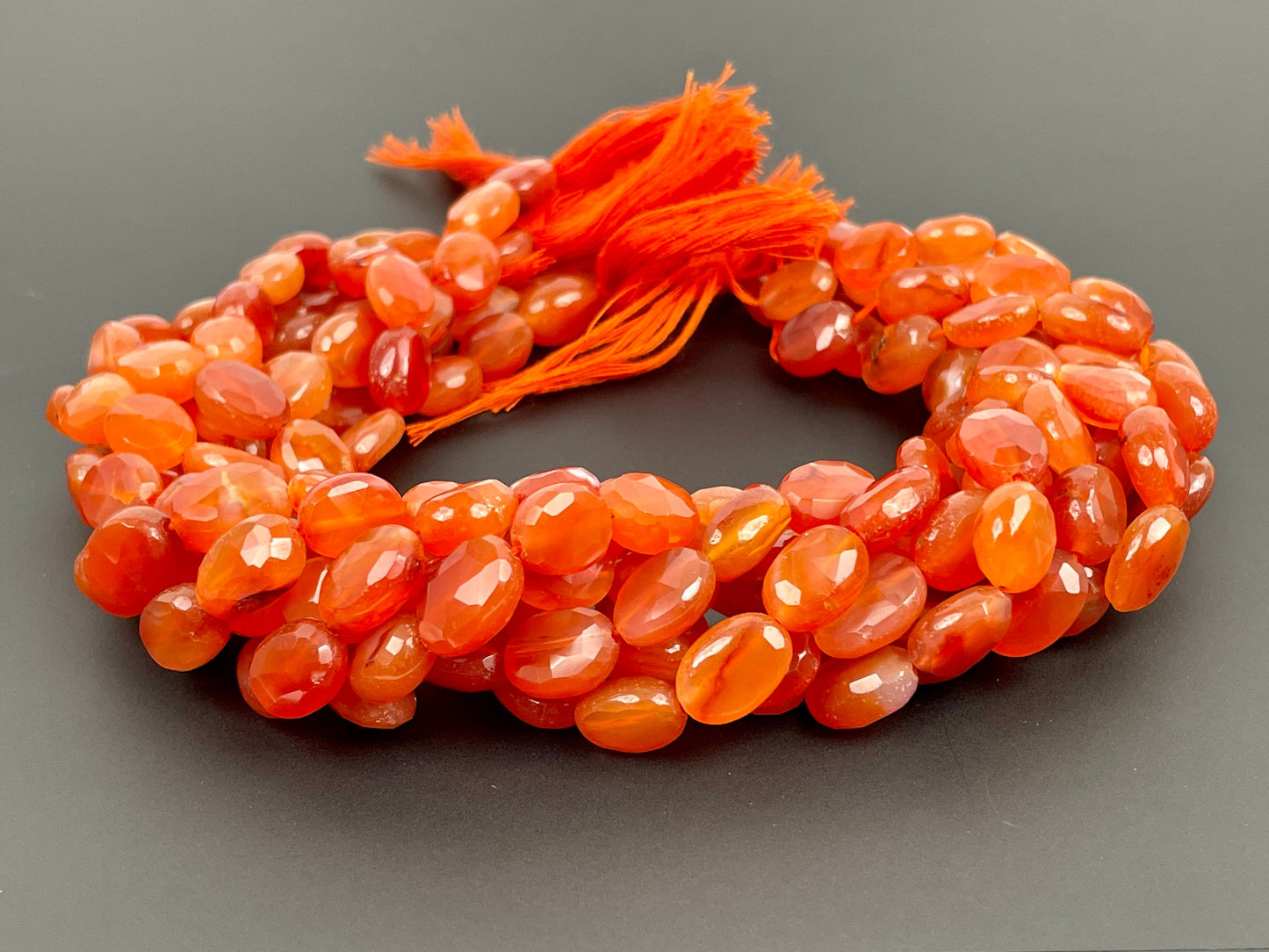 Natural Red Carnelian Faceted Oval Beads