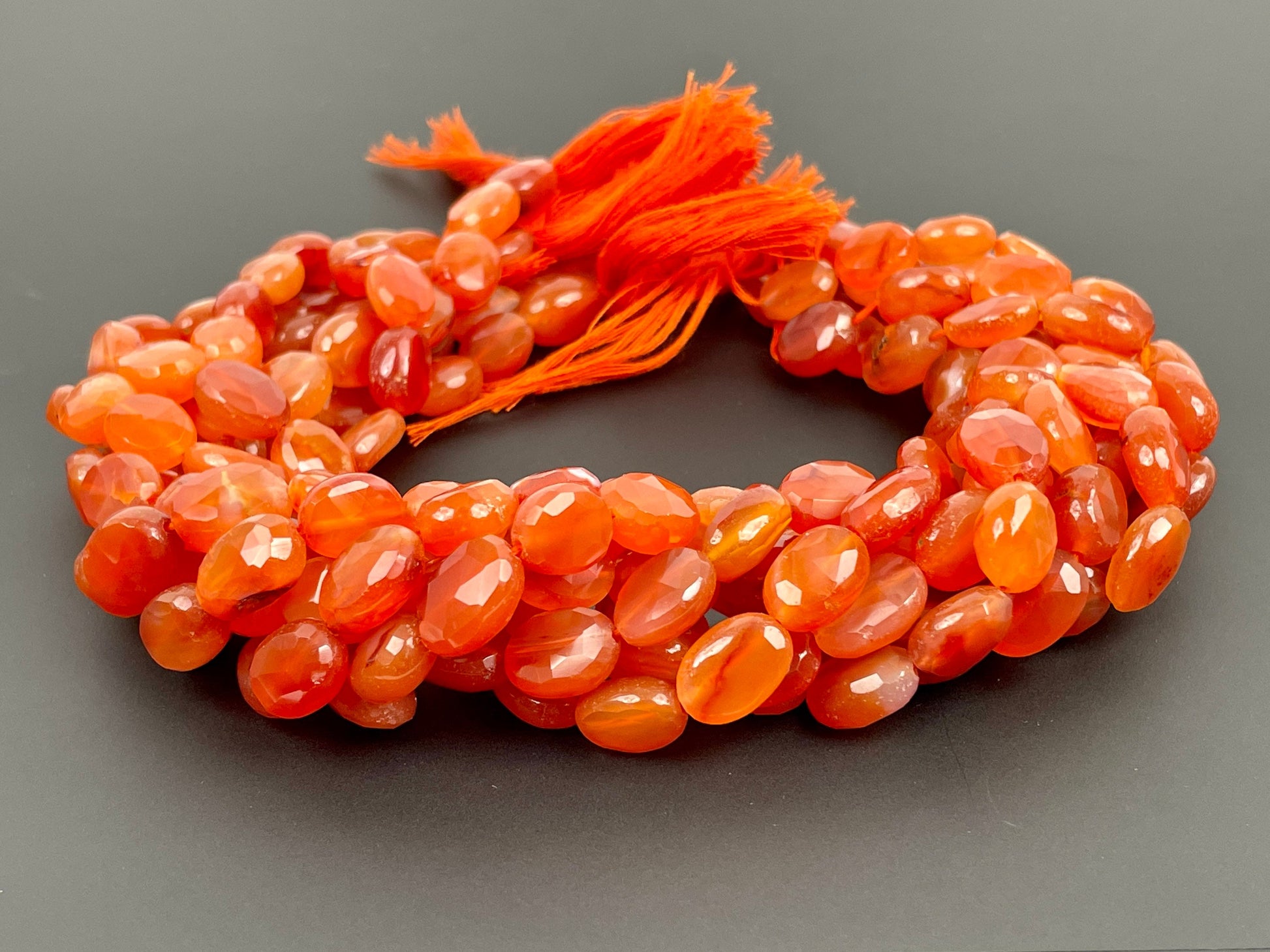 Natural Red Carnelian Faceted Oval Beads