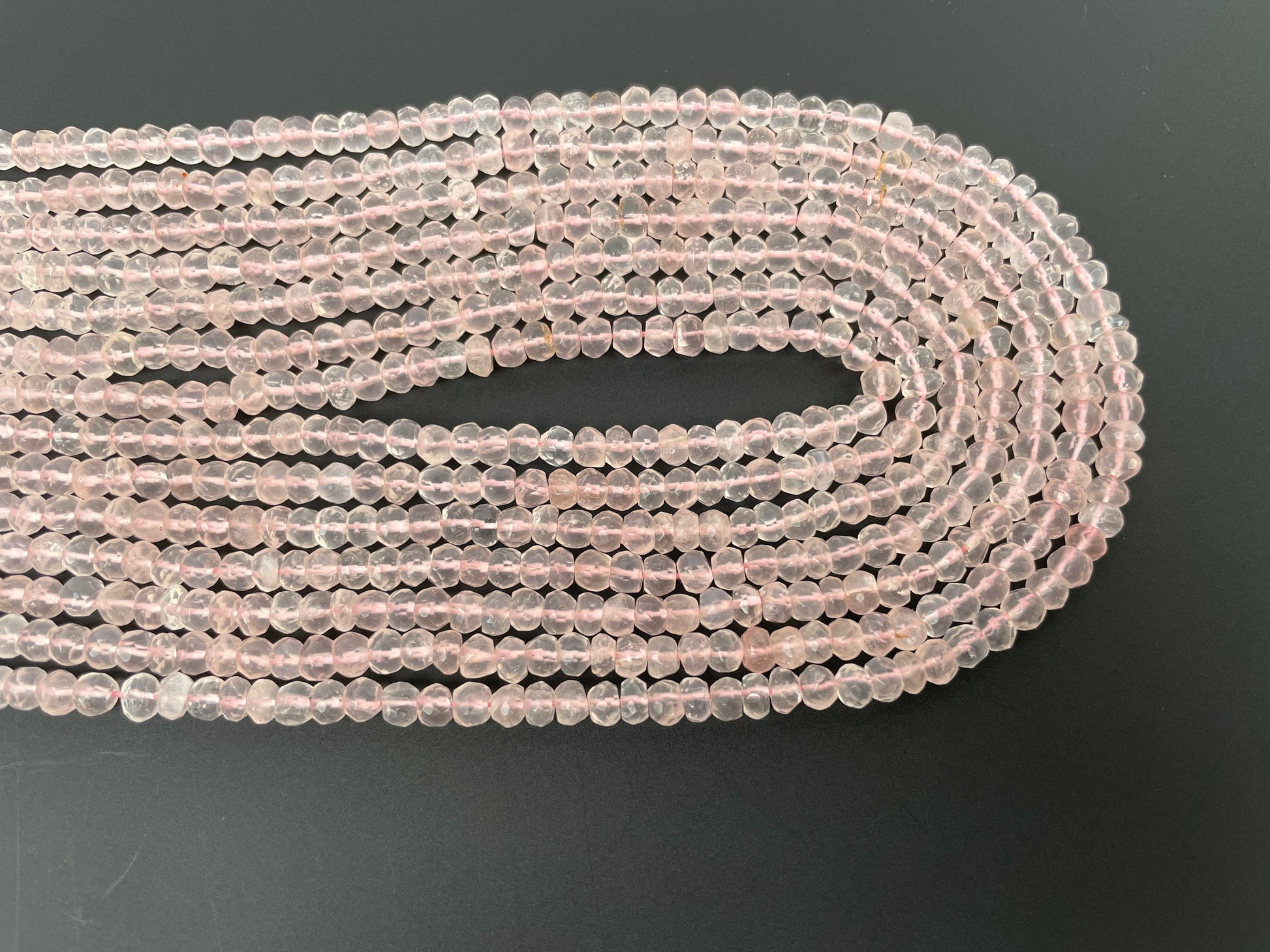 Rose Quartz Faceted Rondelle Beads