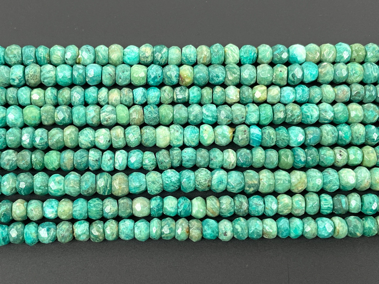 Green Amazonite Faceted Rondelle Beads