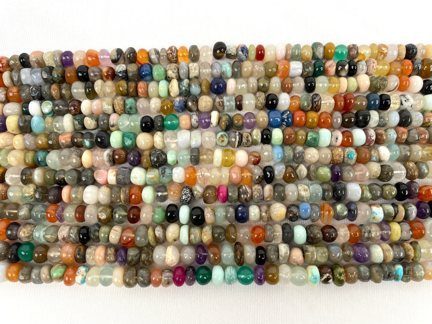 Multi Gemstone Smooth Rondelle Beads