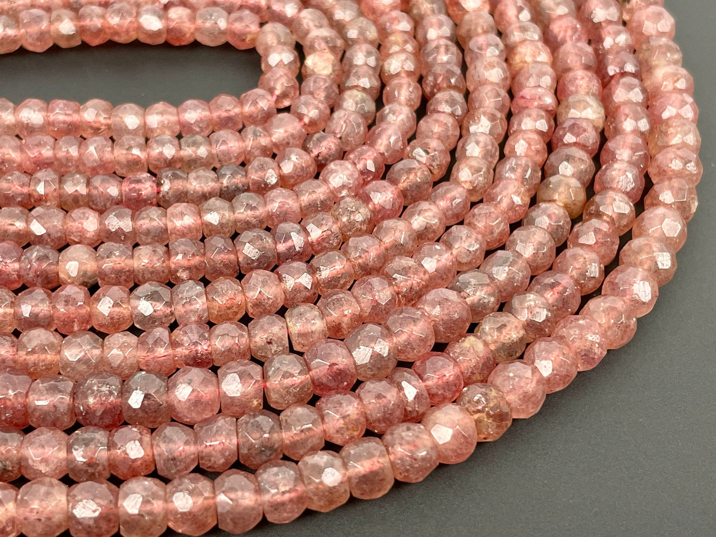 Strawberry Quartz Faceted Rondelle Beads