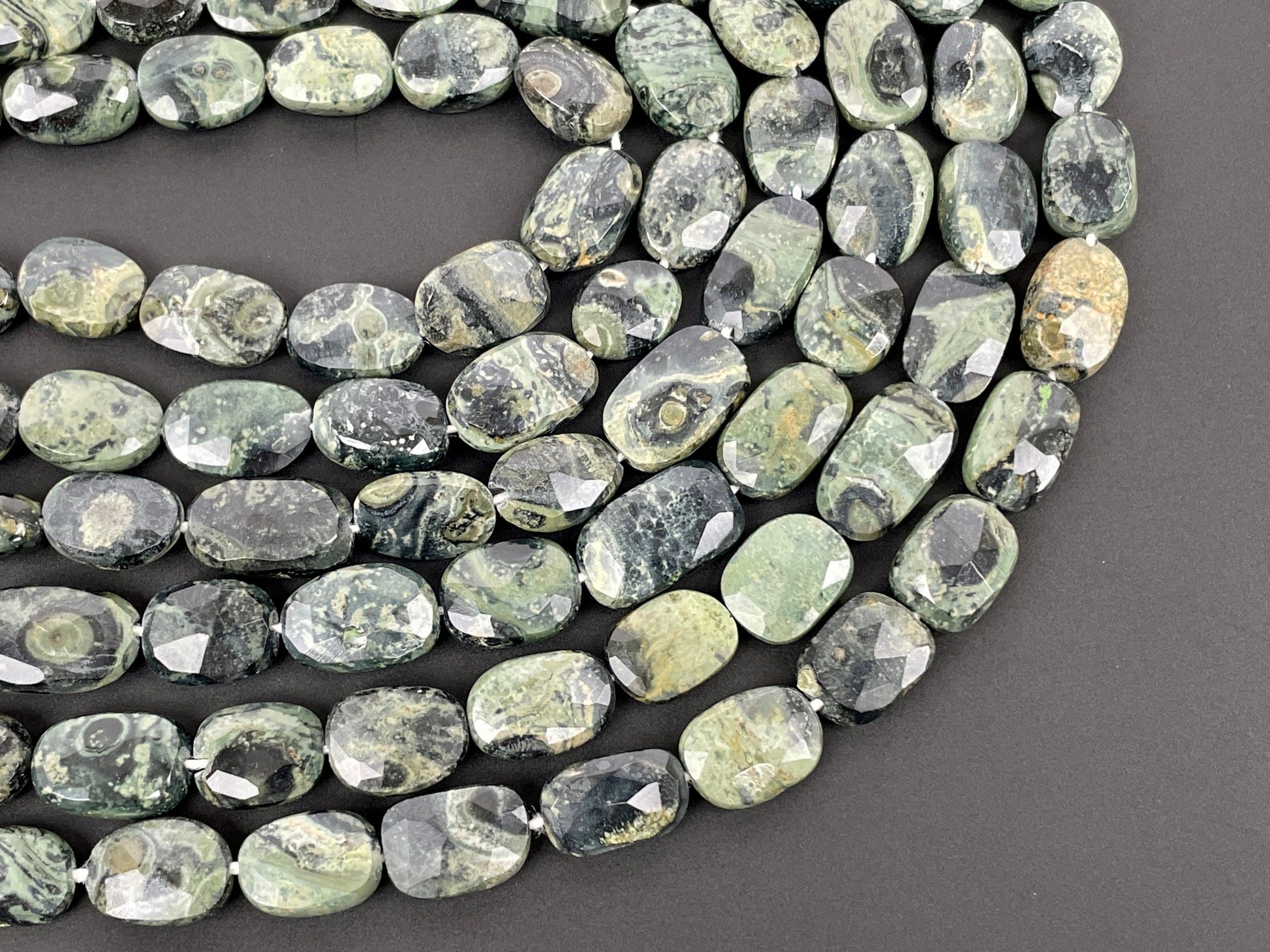 Natural Kambaba Jasper Faceted Oval Beads