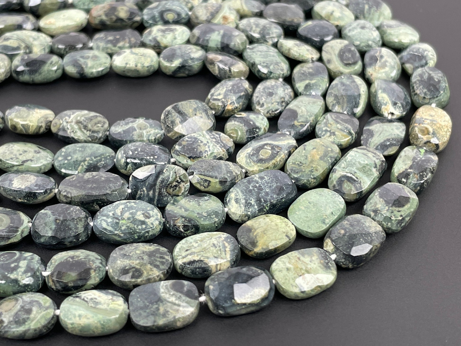 Natural Kambaba Jasper Faceted Oval Beads