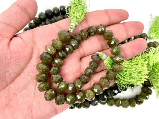 Green Garnet Faceted Rondelle Beads