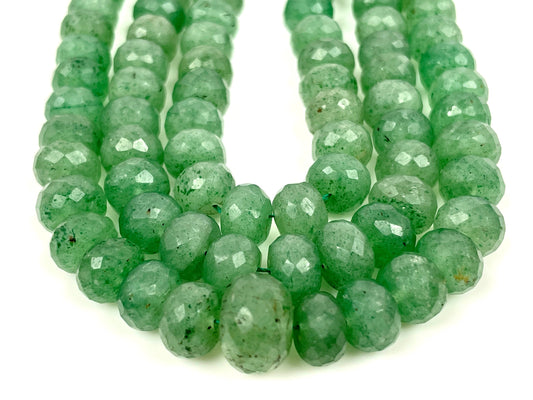 AAA+ Natural Green Strawberry Quartz Faceted Rondelle Beads