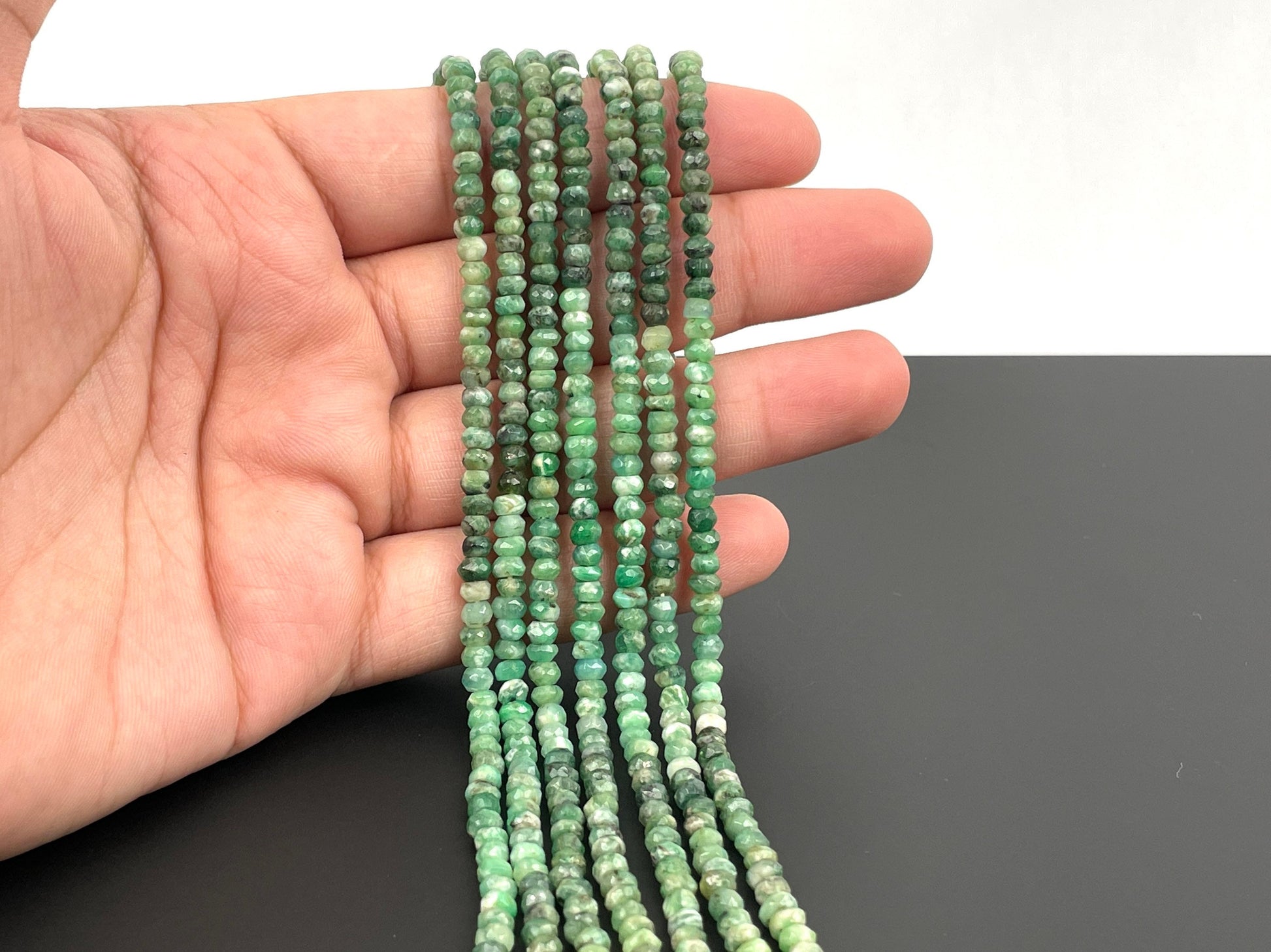 Emerald Faceted Rondelle Beads
