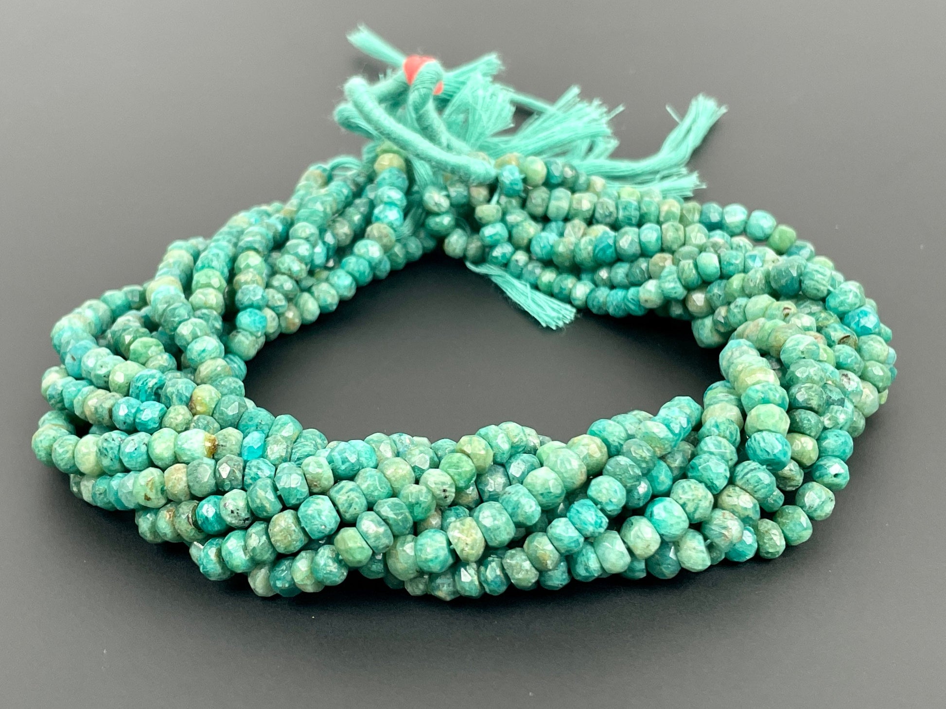 Green Amazonite Faceted Rondelle Beads