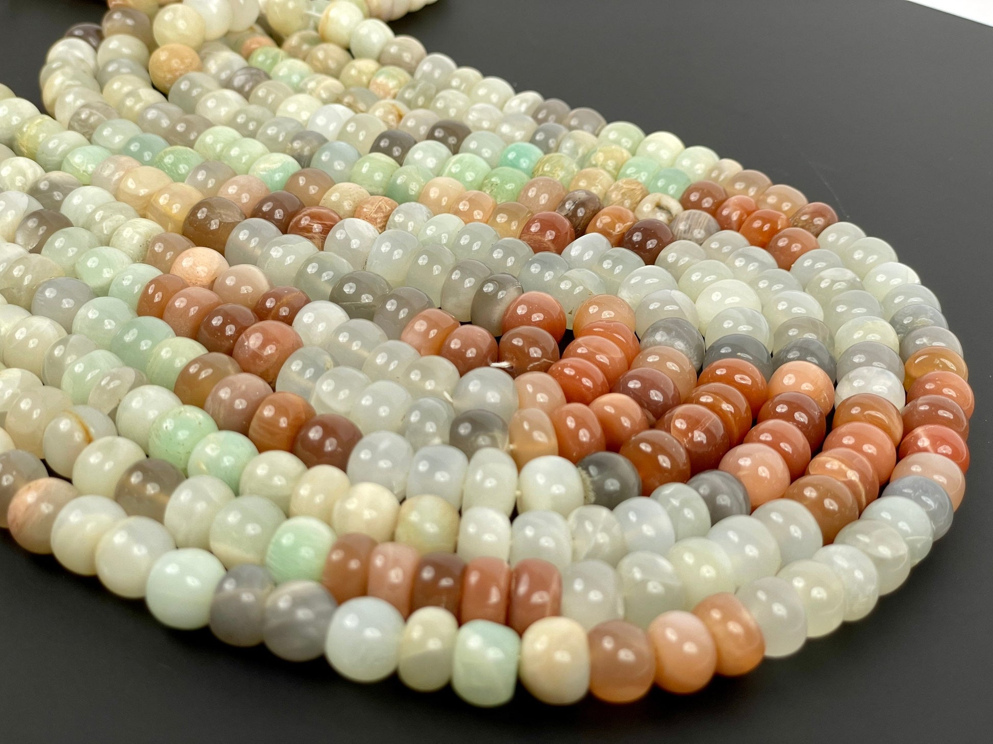 Moonstone Smooth Rondelle Beads