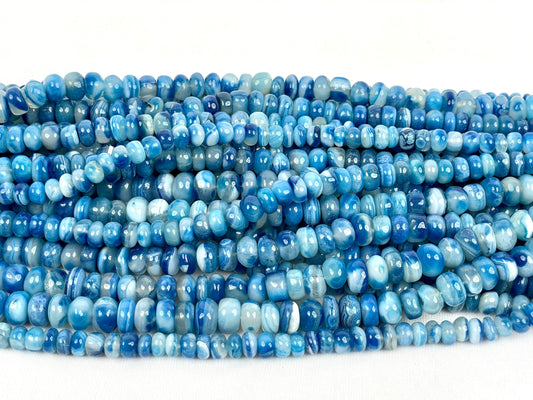 Blue Onyx Smooth Rondelle Beads