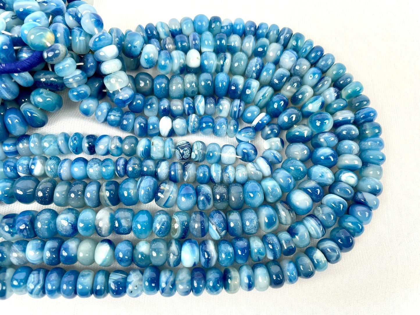 Blue Onyx Smooth Rondelle Beads