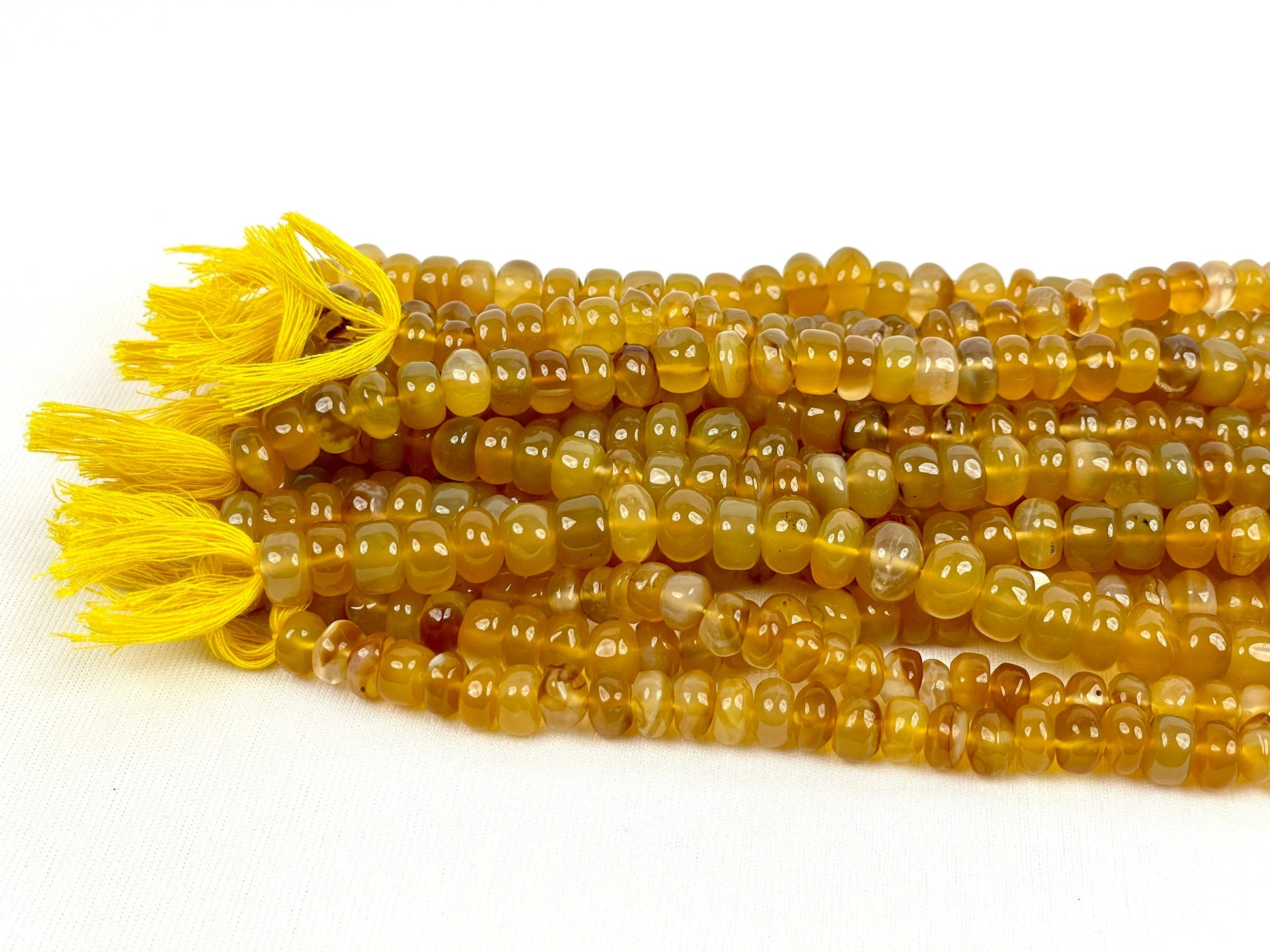 Yellow Onyx Smooth Rondelle Beads