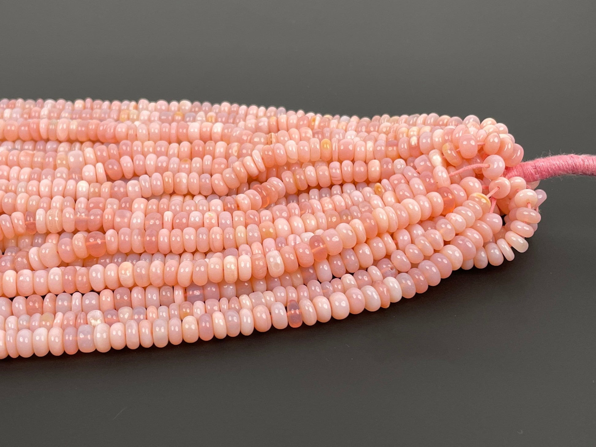 Pink Peruvian Opal Smooth Rondelle Beads