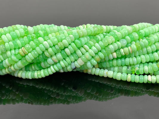 Green Opal Smooth Rondelle Beads 5.5mm Green Opal Rondelle Beads, Dyed Opal Beads 13" Strand