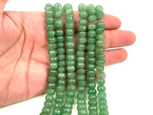 Green Strawberry Quartz Faceted Rondelle Beads