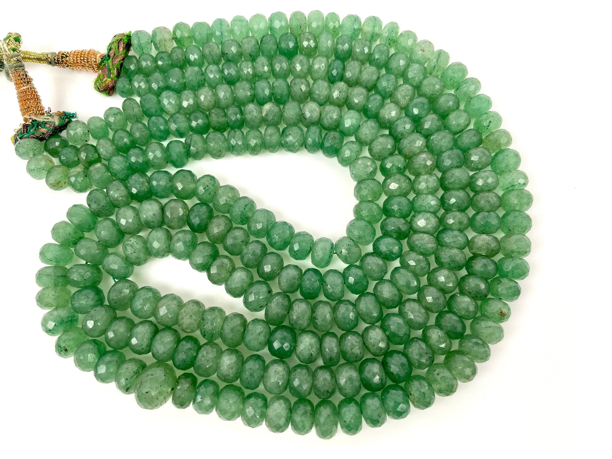 Green Strawberry Quartz Faceted Rondelle Beads
