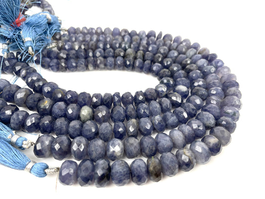 Natural Iolite Faceted Rondelle Beads AAA+ 11 INCH