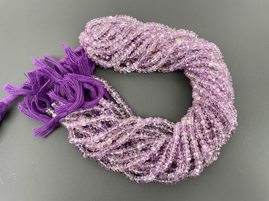 AAA Quality Amethyst Faceted Rondelle Beads 4mm 4.5mm 5mm 13.5" Strand