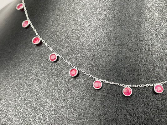 Ruby Necklace, Red Ruby Silver Necklace, Ruby Minimalist Choker, Handmade Jewelry Christmas Gift for her/She/Mom
