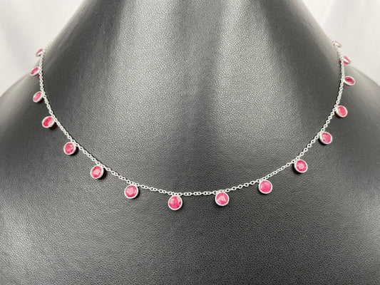 Ruby Necklace, Red Ruby Silver Necklace, Ruby Minimalist Choker, Handmade Jewelry Christmas Gift for her/She/Mom