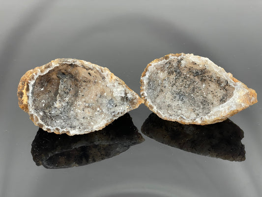 Natural Brazilian Druzy Agate Geode Pair's, Beautiful Big Cave Chalcedony Geode Pairs, Oco Sugar Quartz Crystals AAA++ Quality