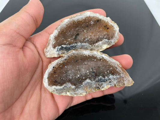 Natural Brazilian Druzy Agate Geode Pair's, Beautiful Big Size PolishedChalcedony Geode Pairs, Oco Sugar Quartz Crystals AAA+ Quality