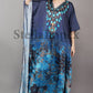 Trendy Crepe Silk Kaftan, Elegant Blue Long Caftan Resort Wear Beach Dress Boho Kaftan, Gift for Her
