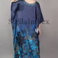 Trendy Crepe Silk Kaftan, Elegant Blue Long Caftan Resort Wear Beach Dress Boho Kaftan, Gift for Her
