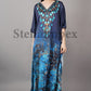 Trendy Crepe Silk Kaftan, Elegant Blue Long Caftan Resort Wear Beach Dress Boho Kaftan, Gift for Her