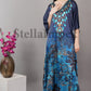 Trendy Crepe Silk Kaftan, Elegant Blue Long Caftan Resort Wear Beach Dress Boho Kaftan, Gift for Her