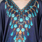 Trendy Crepe Silk Kaftan, Elegant Blue Long Caftan Resort Wear Beach Dress Boho Kaftan, Gift for Her