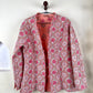 Indian Handmade Quilted Fabric Jacket Stylish Pink Floral Women's Coat, Reversible Jacket for Her