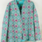 Indian Handmade Quilted Fabric Jacket Stylish Blue & Pink Floral Women's Coat, Reversible Jacket for Her