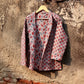 Indian Handmade Quilted Cotton Fabric Jacket Stylish Grey & Red Floral Women's Coat, Reversible Waistcoat for Her