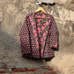 Indian Handmade Quilted Kantha Cotton Fabric Jacket Stylish Black & Pink Floral Women's Coat, Reversible Waistcoat for Her