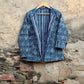Indian Handmade Quilted Kantha Cotton Fabric Jacket Stylish Blue & Grey Floral Women's Coat, Reversible Waistcoat for Her