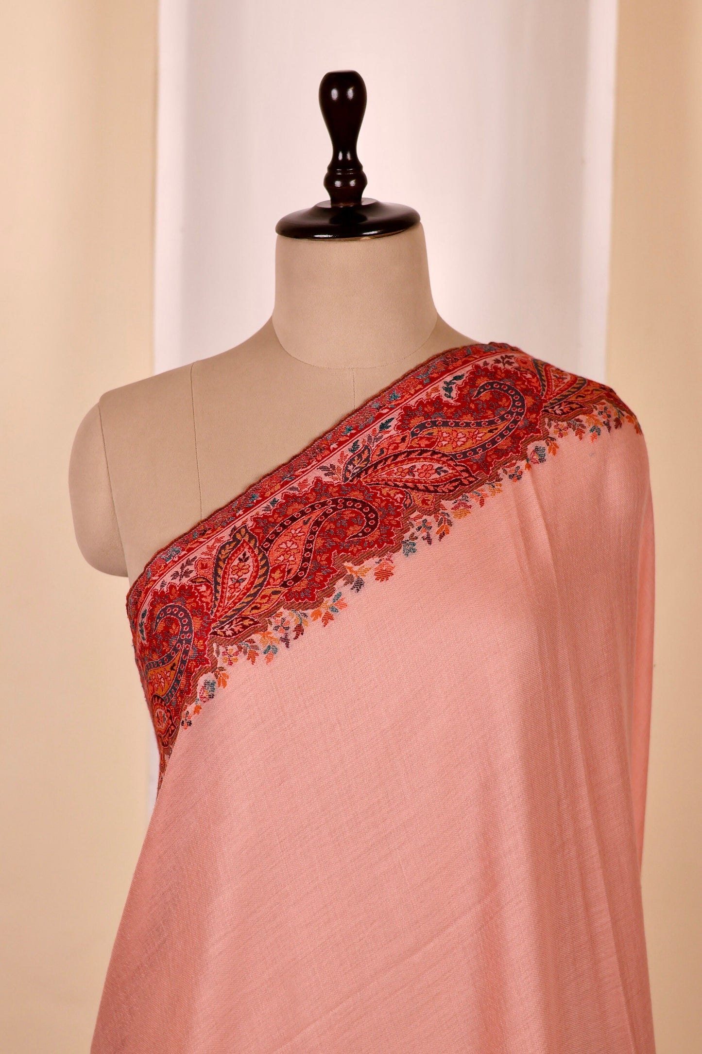 Pink Pashmina Cashmere Shawl, Kalamkari Embroidery Kashmiri Pashmina Silk Shawl, Premium Cashmere Scarfs, Soft & Warm Shawls, Christmas Gift
