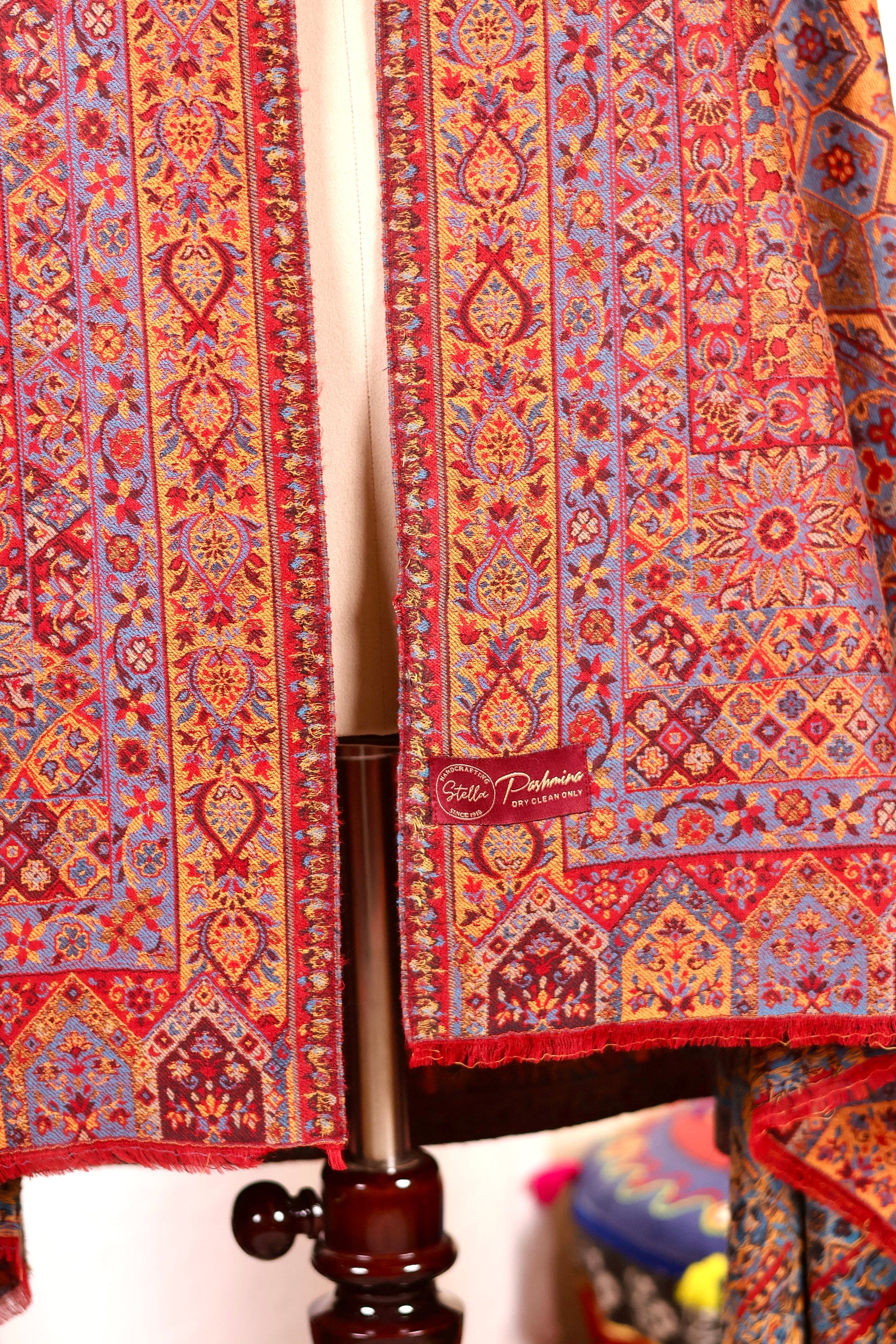 Red Pashmina Cashmere Shawl, Kalamkari Embroidery Kashmiri Pashmina Silk Shawl, Premium Cashmere Shawl, Soft & Warm Shawls, Christmas Gift