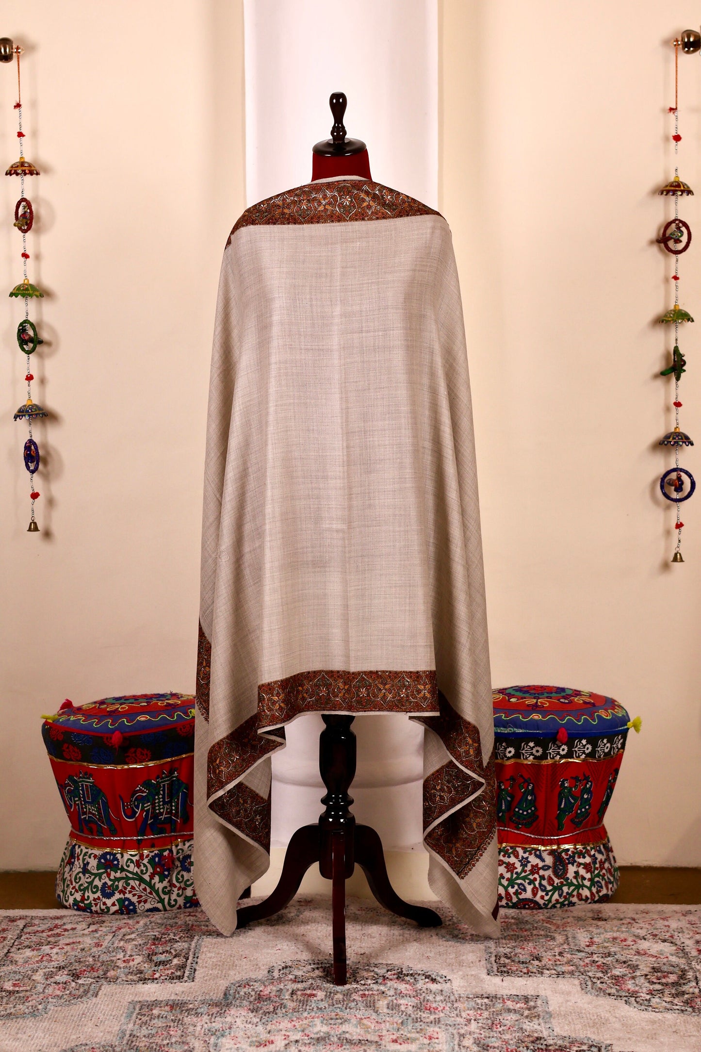 Authentic Pashmina Cashmere Shawl, Handmade Grey Kashmiri Pashmina Silk Shawl, Premium Cashmere Scarfs, Soft & Warm Shawls, Christmas Gift