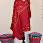 Red Pashmina Cashmere Shawl, Sozni Embroidery Kashmiri Pashmina Silk Shawl, Premium Cashmere Scarfs, Soft & Warm Shawls, Christmas Gift