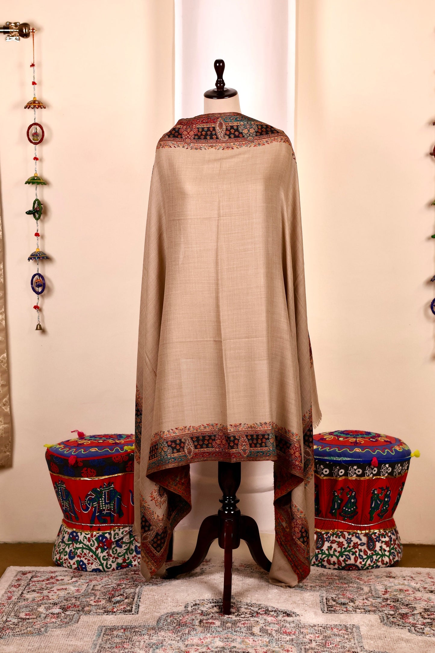 Paisley Pashmina Cashmere Shawl, Kalamkari Kashmiri Pashmina Silk Shawl, Premium Cashmere Scarfs, Soft & Warm Shawls Christmas Gift