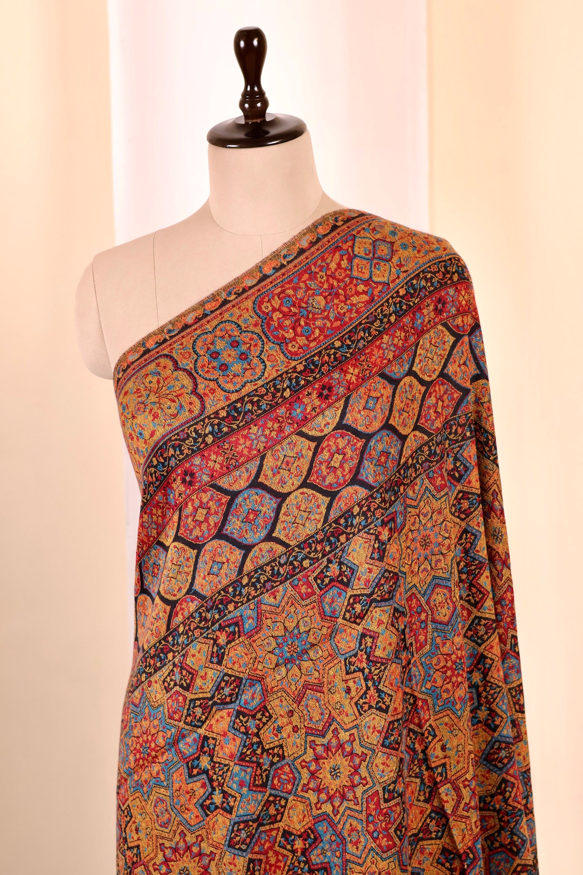 Pashmina Cashmere Shawl, Kalamkari Embroidery Kashmiri Pashmina Silk Shawl, Premium Cashmere Shawl, Soft & Warm Shawls, Christmas Gift