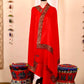 Elegant Pashmina Cashmere Shawl, Red Handmade Kashmiri Pashmina Silk Shawl, Premium Cashmere Scarfs, Soft & Warm Shawls, Christmas Gift